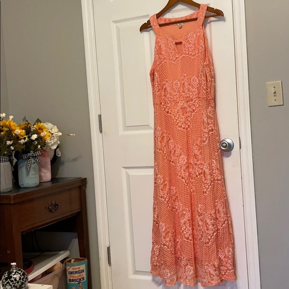 Tangerine lace overlay Dress
